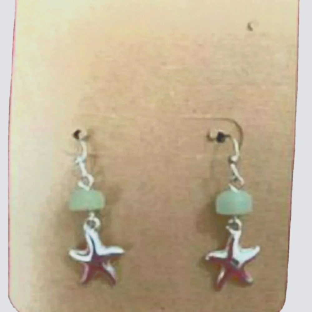 Homemade seaglass star earrings